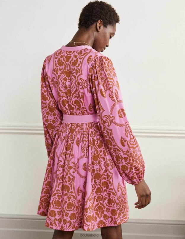 femmes Boden pétale d'orchidée et floraison de la passion robe en coton à col cranté vêtements Z42D02283