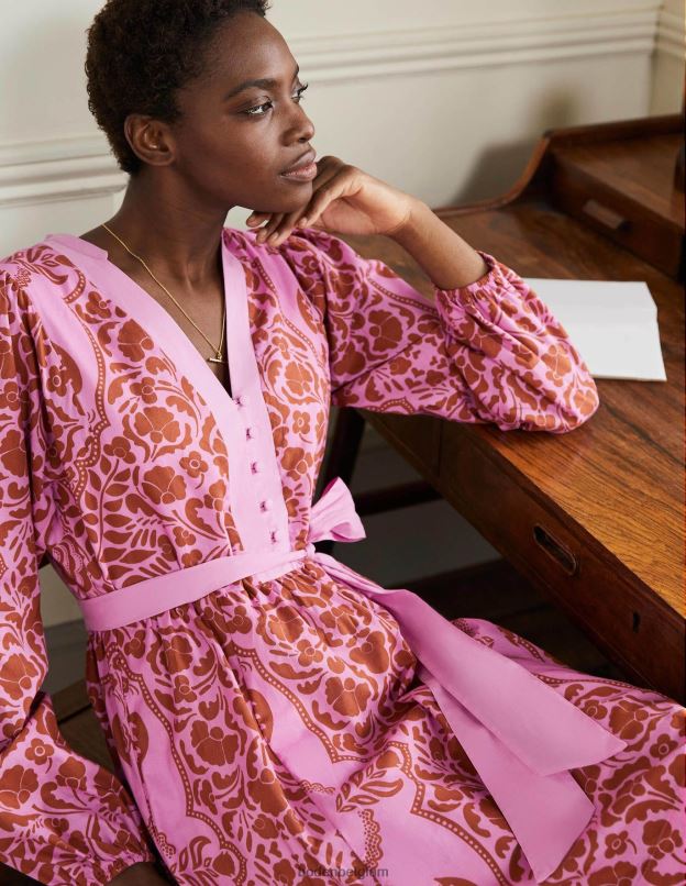 femmes Boden pétale d'orchidée et floraison de la passion robe en coton à col cranté vêtements Z42D02283