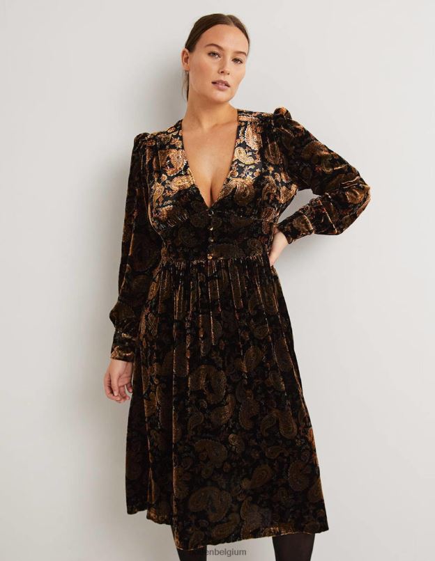 femmes Boden passion noir et cachemire robe de soirée mi-longue en velours vêtements Z42D01873