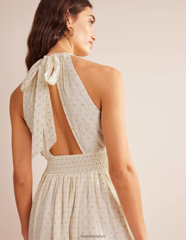 femmes Boden pince ivoire et or robe longue à détail métallisé vêtements Z42D01247