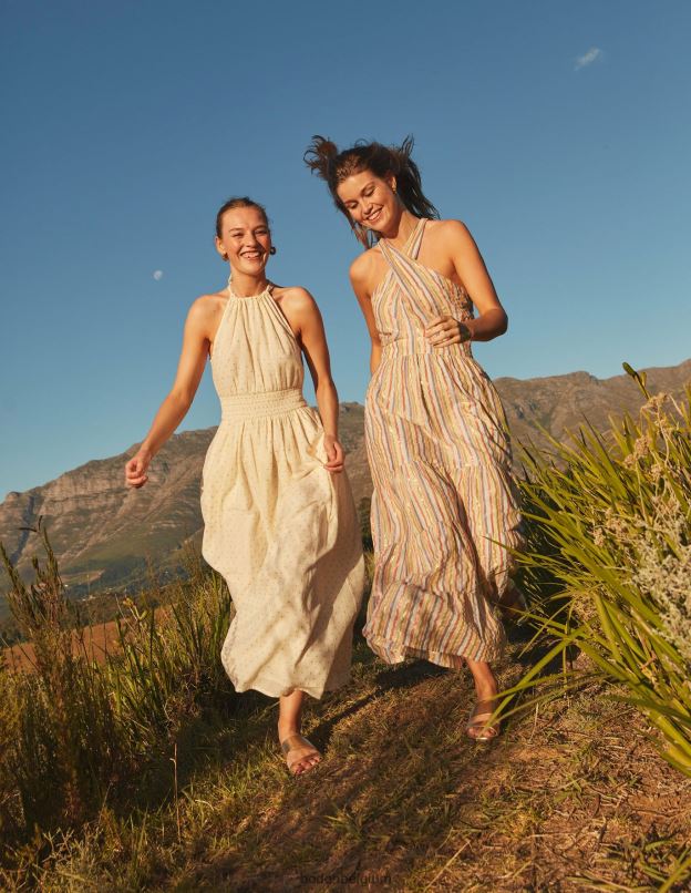 femmes Boden pince ivoire et or robe longue à détail métallisé vêtements Z42D01247