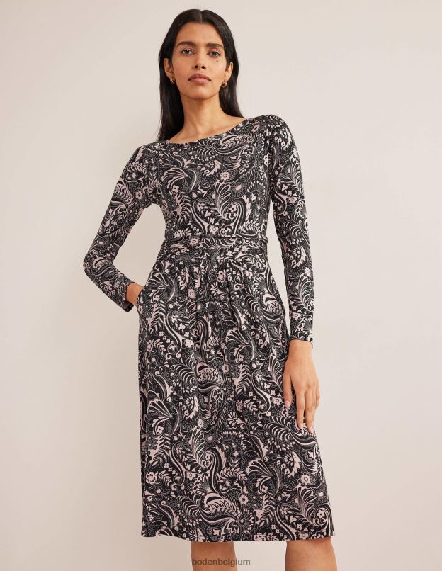 femmes Boden pois noir et cachemire robe en jersey abigail vêtements Z42D01607