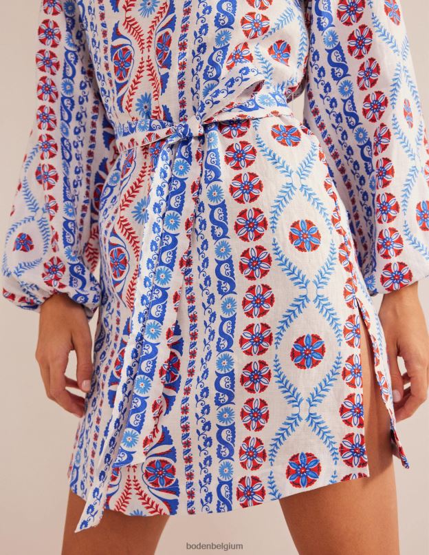 femmes Boden printemps des prés et rayures opulentes Caftan court à col en V et taille nouée vêtements Z42D01139