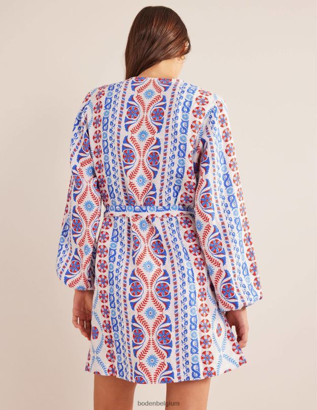 femmes Boden printemps des prés et rayures opulentes Caftan court à col en V et taille nouée vêtements Z42D01139