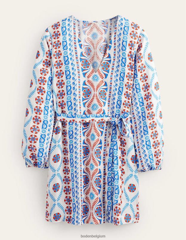 femmes Boden printemps des prés et rayures opulentes Caftan court à col en V et taille nouée vêtements Z42D01139