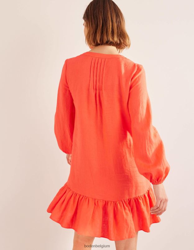 femmes Boden punch à la pastèque robe courte en lin à volants vêtements Z42D027