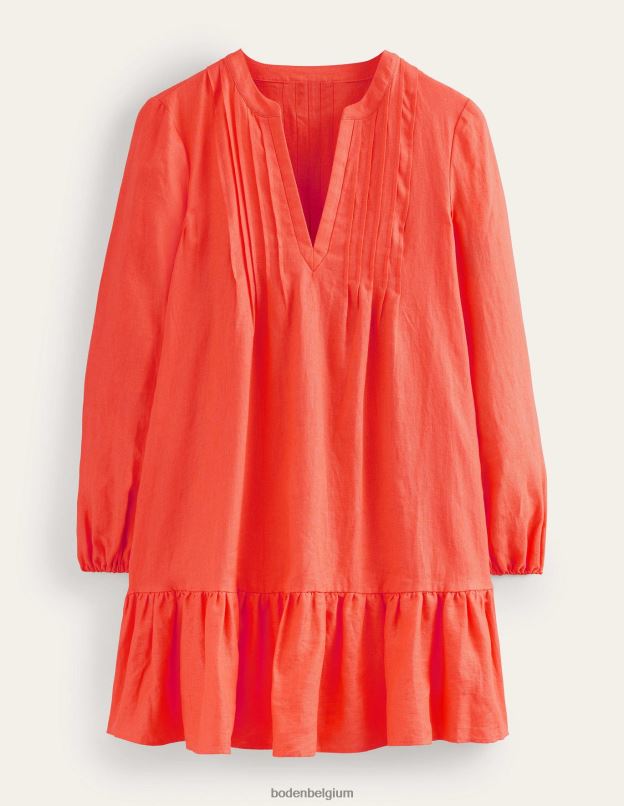 femmes Boden punch à la pastèque robe courte en lin à volants vêtements Z42D027