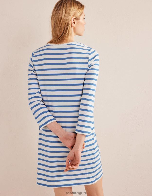 femmes Boden rayure ivoire et bleue robe t-shirt courte en jersey vêtements Z42D0941