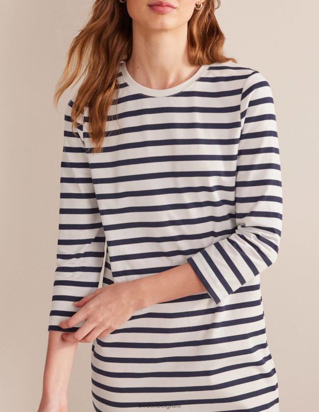 femmes Boden rayure ivoire et marine robe t-shirt courte en jersey vêtements Z42D0940