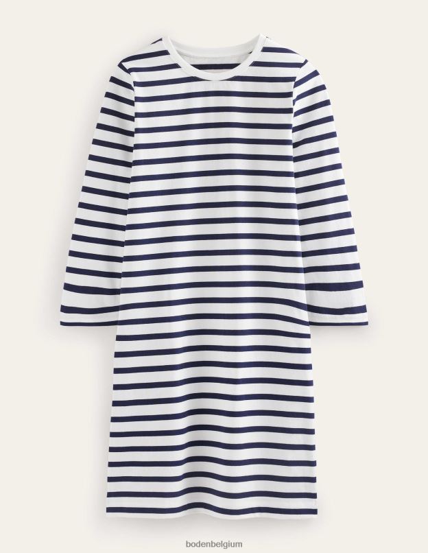 femmes Boden rayure ivoire et marine robe t-shirt courte en jersey vêtements Z42D0940