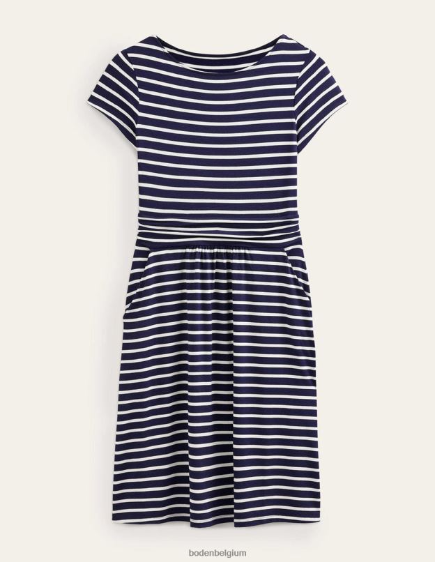 femmes Boden rayures bleu marine et ivoire robe en jersey Amélie vêtements Z42D08