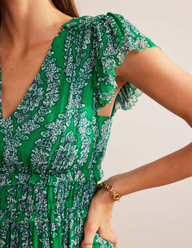 femmes Boden riche couronne d'émeraude et de botanique robe midi froncée à taille vêtements Z42D088
