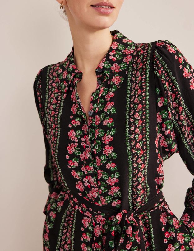 femmes Boden rose diamant noir robe chemise mi-longue vêtements Z42D02550