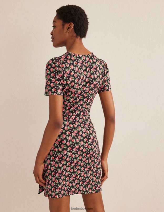 femmes Boden rose noire et diamant robe en jersey nouée sur le devant vêtements Z42D01145