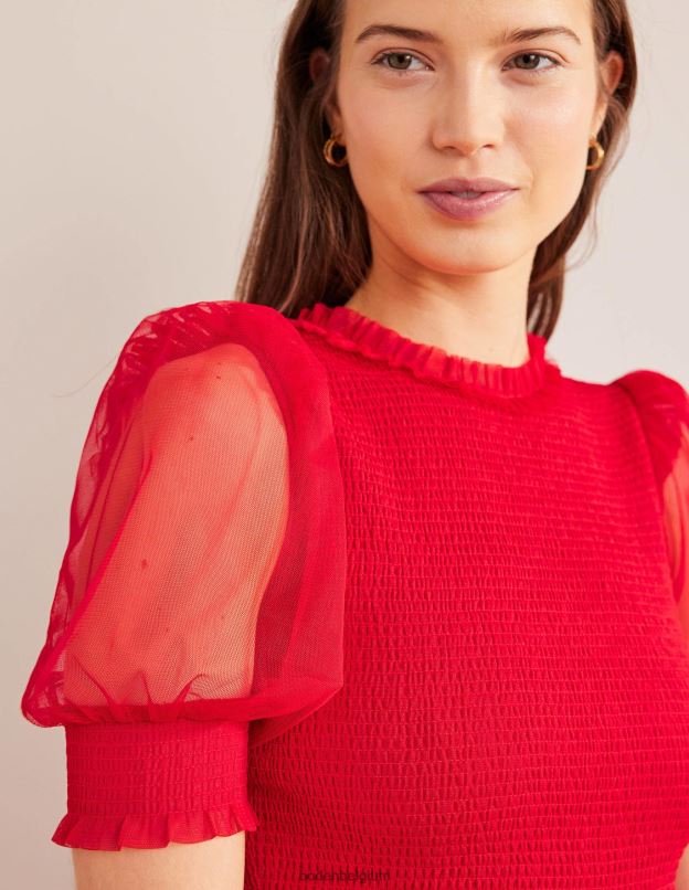 femmes Boden rose sombre robe longue en tulle à smocks vêtements Z42D02151