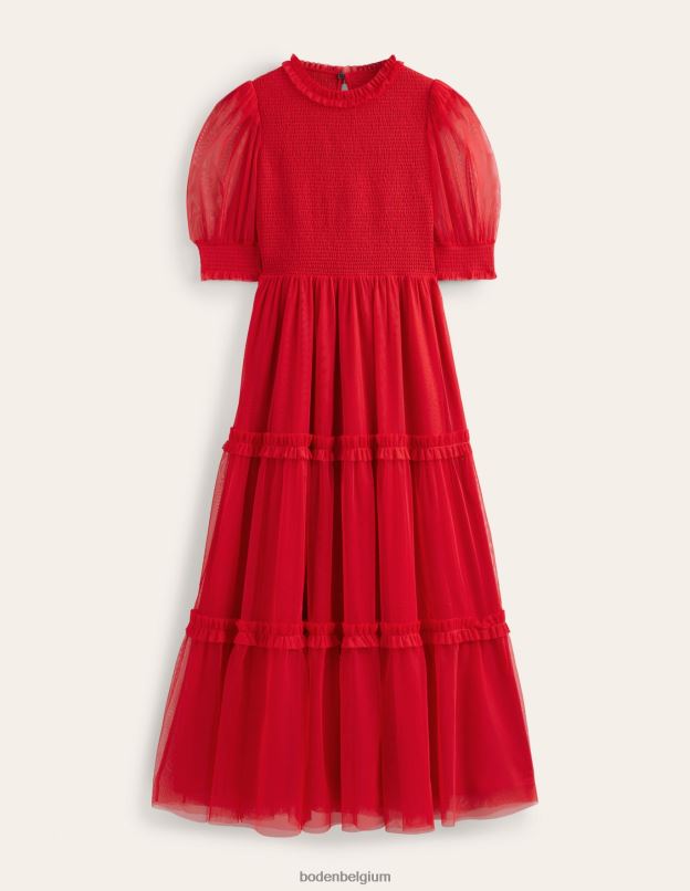femmes Boden rose sombre robe longue en tulle à smocks vêtements Z42D02151