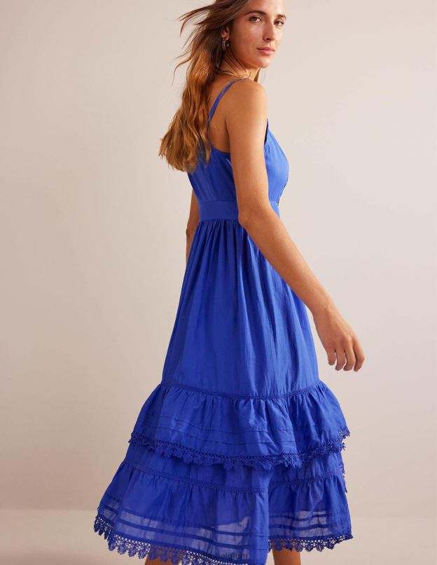 femmes Boden saphir des îles robe mi-longue à volants vêtements Z42D01049