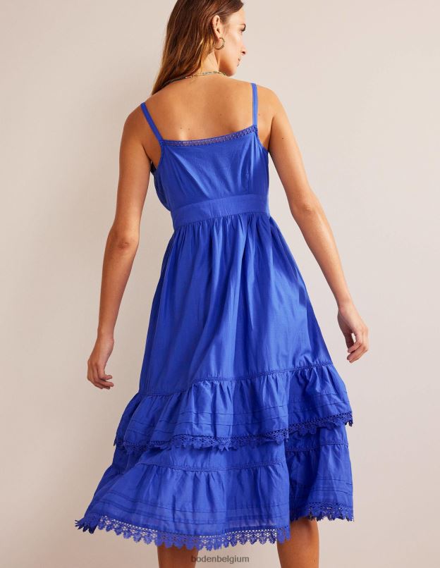 femmes Boden saphir des îles robe mi-longue à volants vêtements Z42D01049