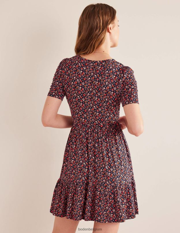 femmes Boden sorbet rose et feuillage pétale robe courte en jersey à buste froncé vêtements Z42D01240