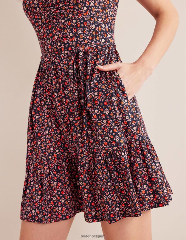 femmes Boden sorbet rose et feuillage pétale robe courte en jersey à buste froncé vêtements Z42D01240