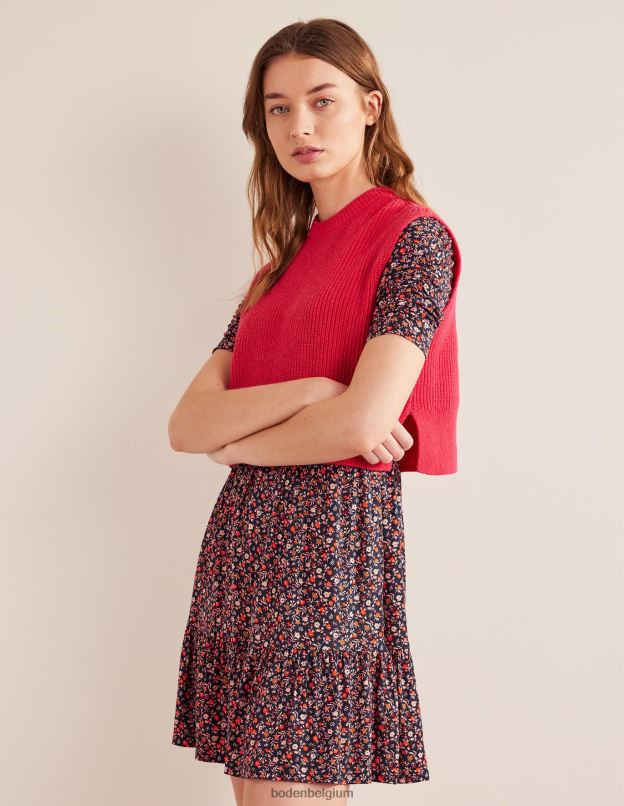 femmes Boden sorbet rose et feuillage pétale robe courte en jersey à buste froncé vêtements Z42D01240