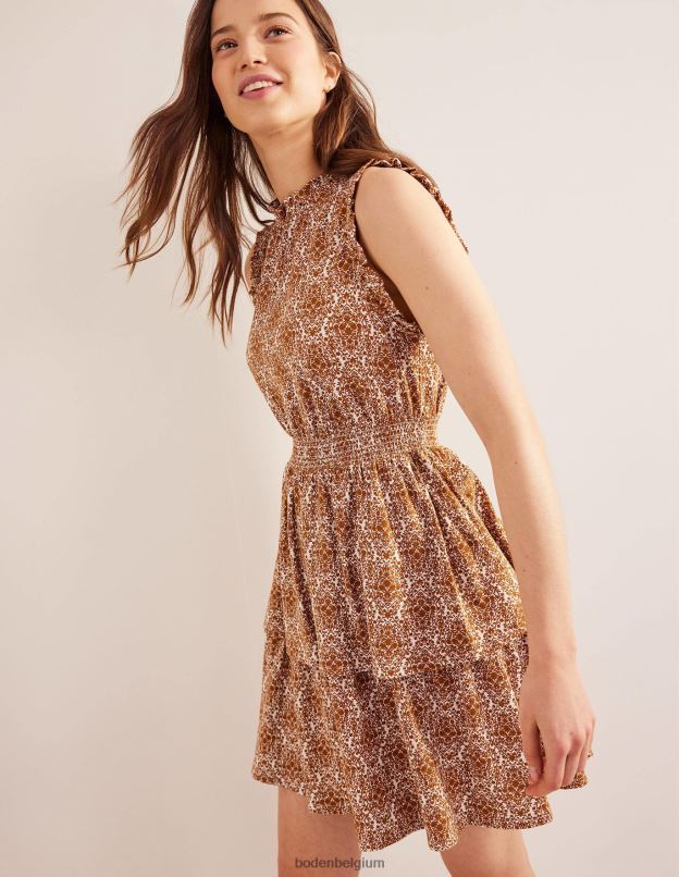 femmes Boden terrasse citrouilles et vignes robe courte en jersey à volants vêtements Z42D01404