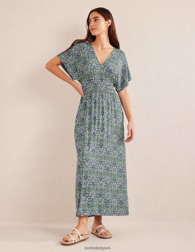femmes Boden terrasse lin & vigne robe longue en jersey à taille smockée vêtements Z42D0995