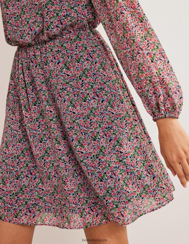 femmes Boden toile multi & pétales robe courte volantée à col montant vêtements Z42D01969