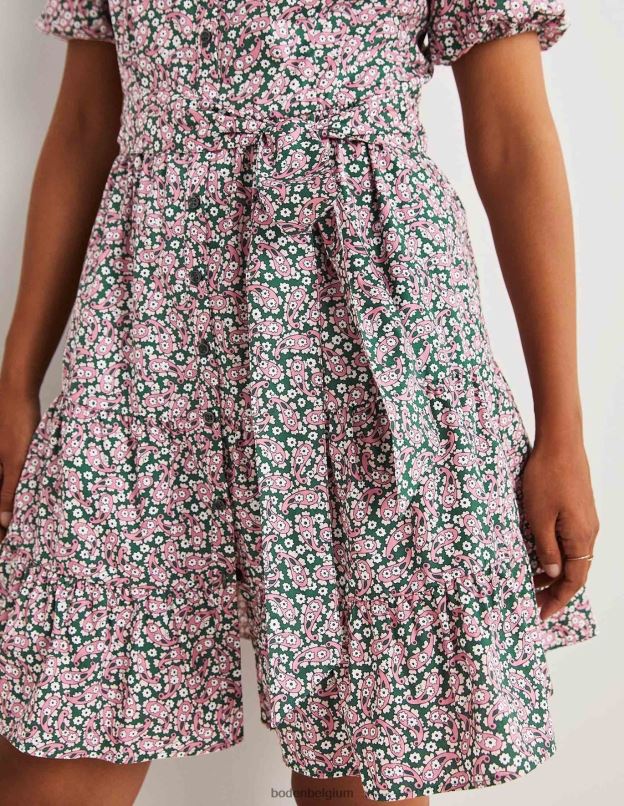 femmes Boden trekking vert & pétale paisley robe chemise à volants vêtements Z42D02461