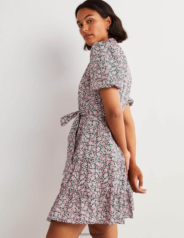 femmes Boden trekking vert & pétale paisley robe chemise à volants vêtements Z42D02461