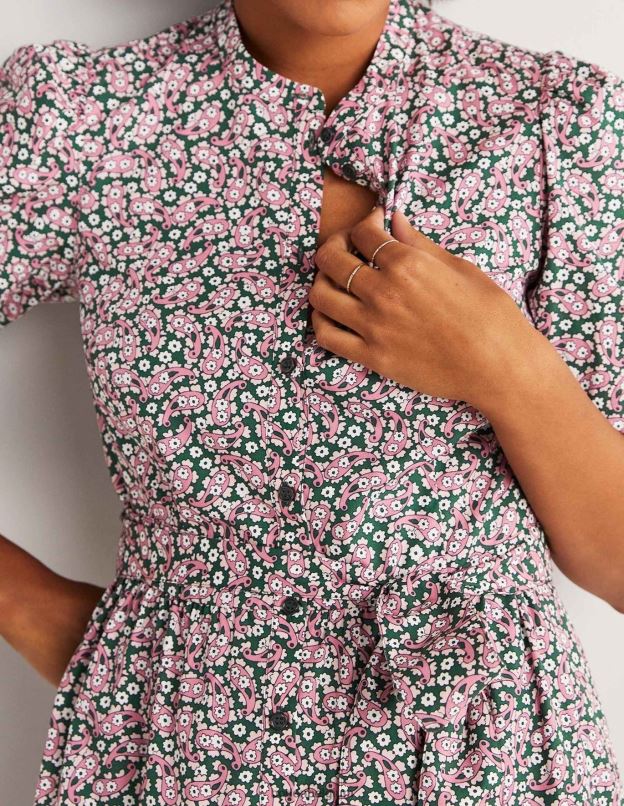 femmes Boden trekking vert & pétale paisley robe chemise à volants vêtements Z42D02461