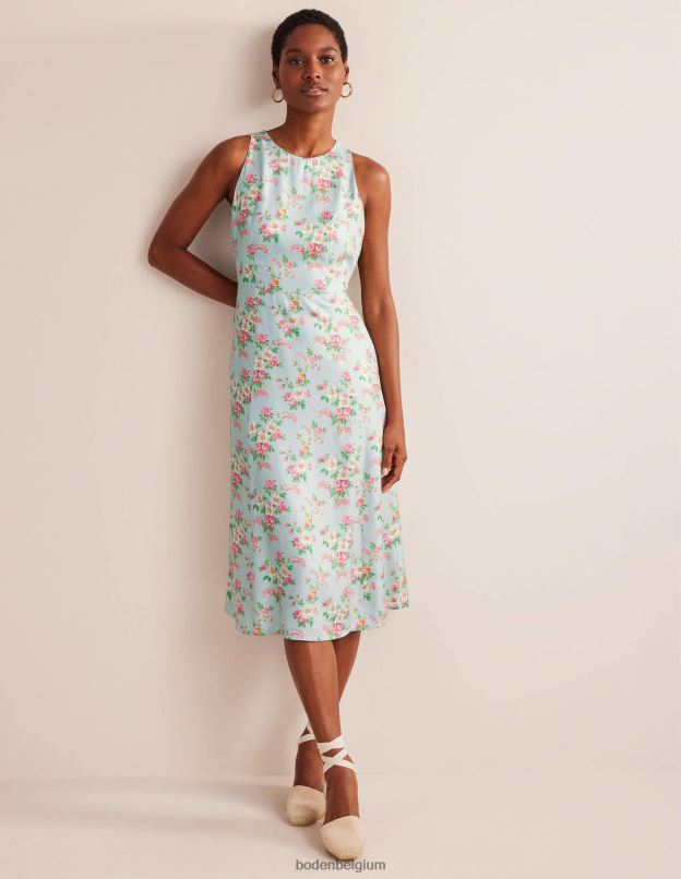 femmes Boden vert pâle et floral vintage robe midi ajustée et évasée vêtements Z42D01201