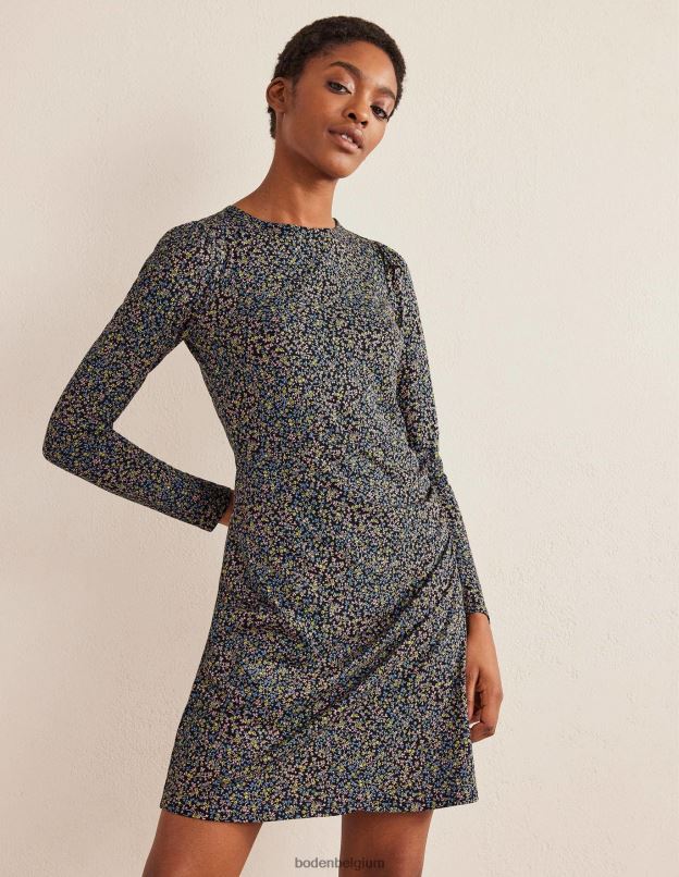 femmes Boden vigne noire et sauvage robe courte en jersey froncé vêtements Z42D02468