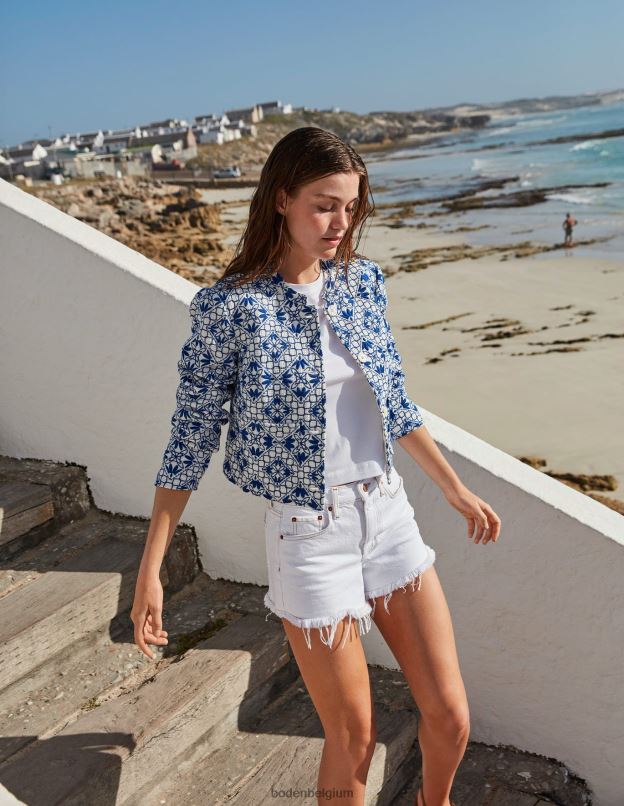 femmes Boden blanc short en jean trapèze vêtements Z42D0611