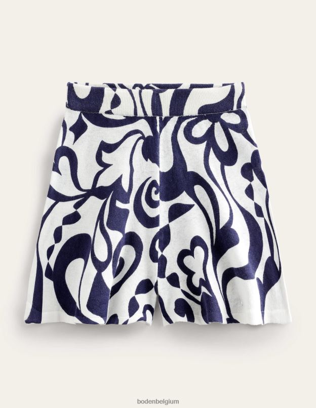 femmes Boden encrier & fleur d'ivoire azur short tricoté vêtements Z42D01081