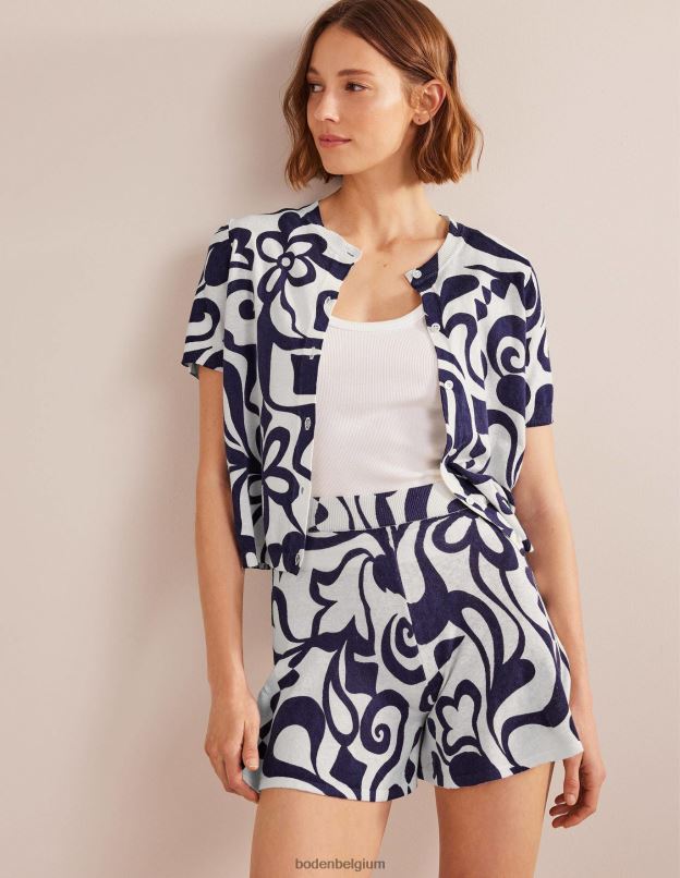 femmes Boden encrier & fleur d'ivoire azur short tricoté vêtements Z42D01081