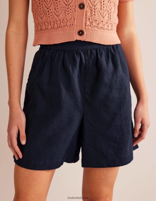 femmes Boden marine short en lin à enfiler vêtements Z42D01353