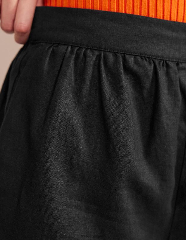 femmes Boden noir short en lin à enfiler vêtements Z42D0612