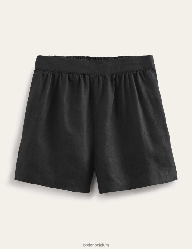 femmes Boden noir short en lin à enfiler vêtements Z42D0612