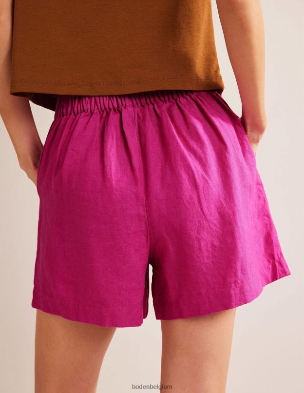 femmes Boden rose violette short en lin à enfiler vêtements Z42D0608