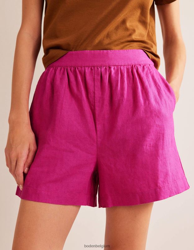 femmes Boden rose violette short en lin à enfiler vêtements Z42D0608