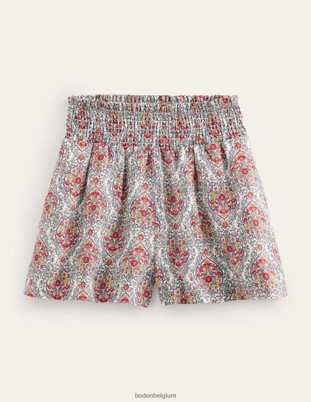 femmes Boden terrasse multi & vigne short en lin à taille froncée vêtements Z42D01317