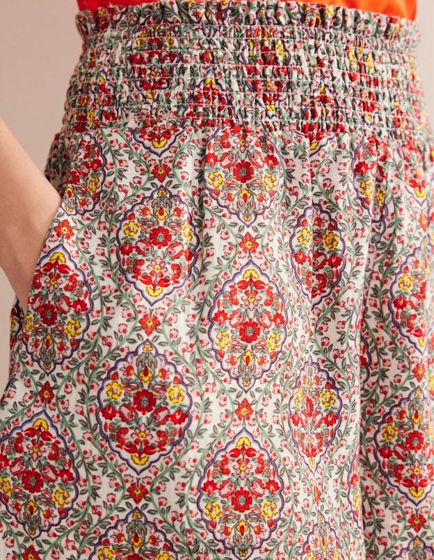 femmes Boden terrasse multi & vigne short en lin à taille froncée vêtements Z42D01317