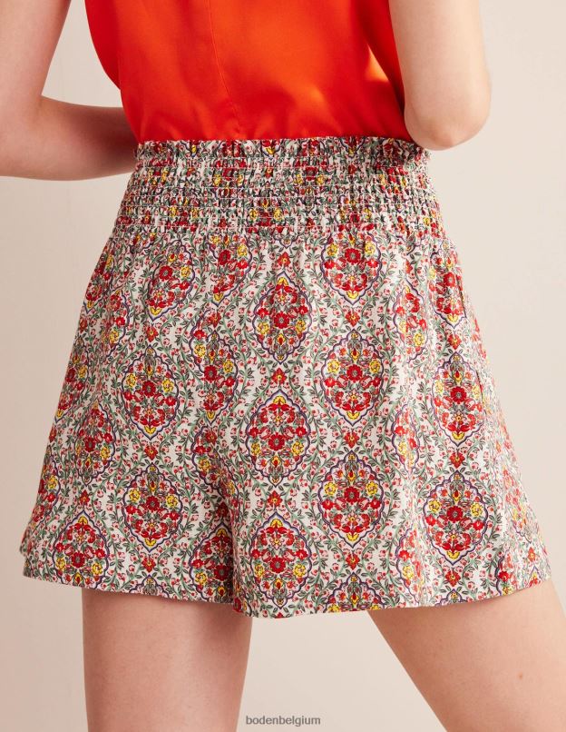 femmes Boden terrasse multi & vigne short en lin à taille froncée vêtements Z42D01317