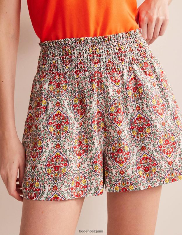 femmes Boden terrasse multi & vigne short en lin à taille froncée vêtements Z42D01317