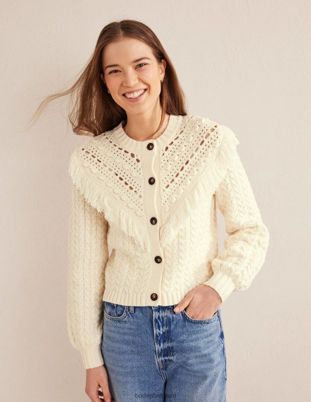 femmes Boden Ivoire cardigan à franges vêtements Z42D01781
