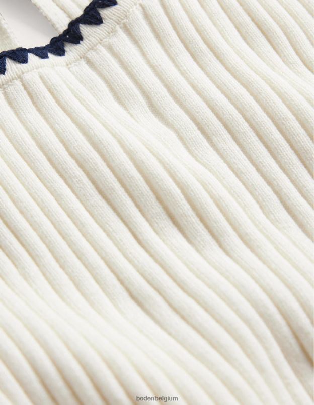 femmes Boden Ivoire t-shirt en maille à finitions en crochet vêtements Z42D0620