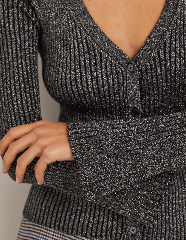 femmes Boden argent et noir cardigan côtelé métallisé vêtements Z42D02019