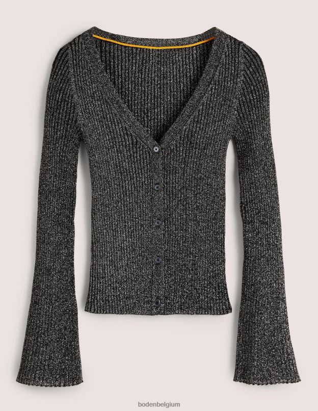 femmes Boden argent et noir cardigan côtelé métallisé vêtements Z42D02019