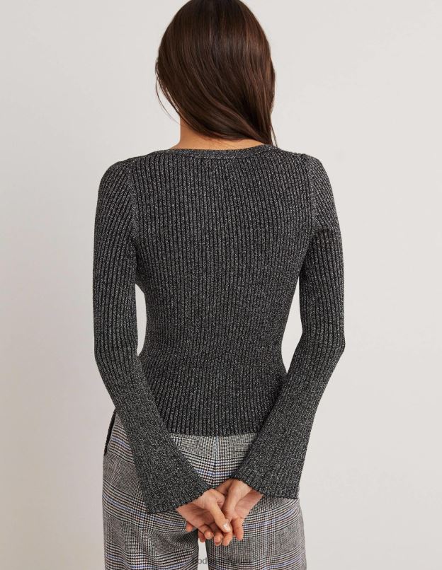 femmes Boden argent et noir cardigan côtelé métallisé vêtements Z42D02019
